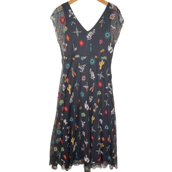 JOHNNY WAS JADE Women’s Southwestern Embroidered Blue Maxi Dress - Picture 2 of 8